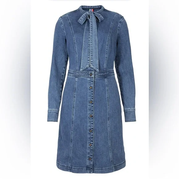 Boden Blue Long Sleeve Denim Dress - Picture 4 of 4